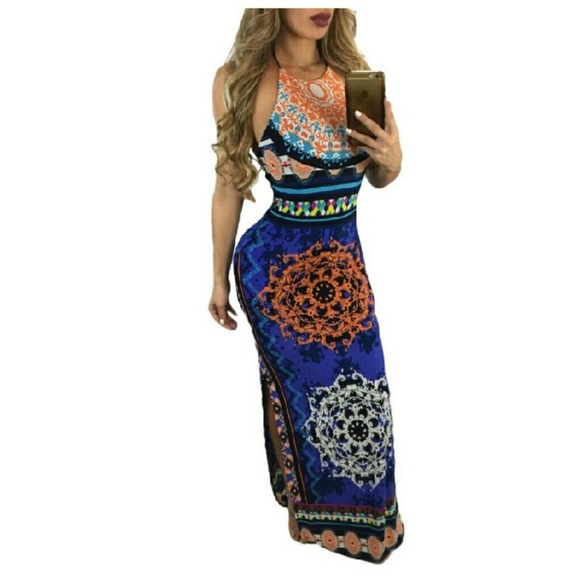 Beautiful pattern maxi dress Size L 🦋🌺 - Picture 3 of 6